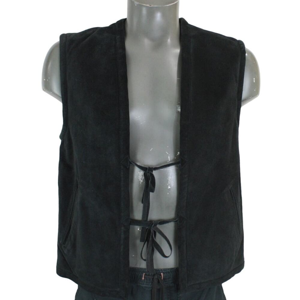 Vintage 80s Suede Leather Sherpa Vest Mens M Reversible Western Ranch Cowboy